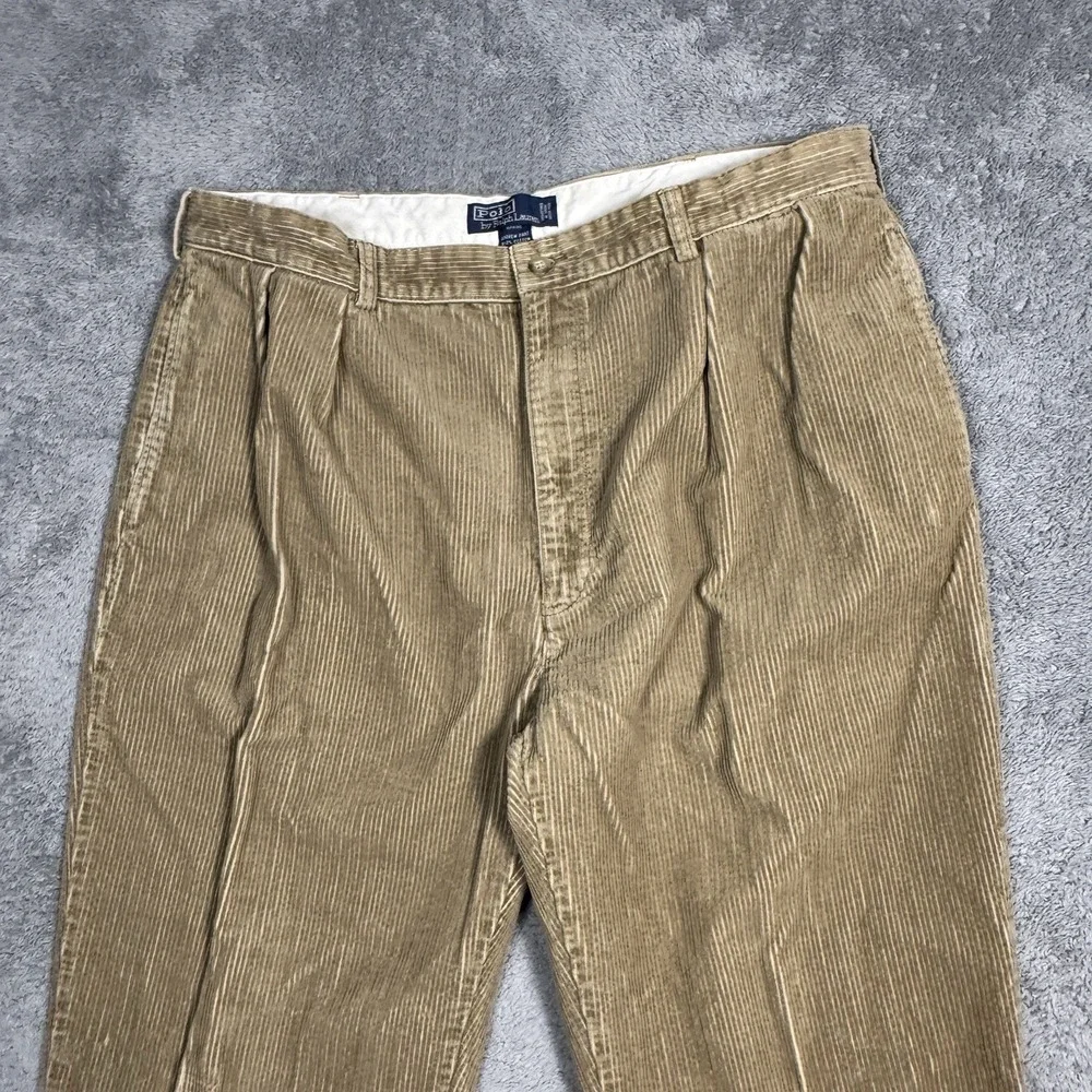 Polo Ralph Lauren Andrew Pants Men 38x32 Corduroy Pleated Vintage Preppy Classic